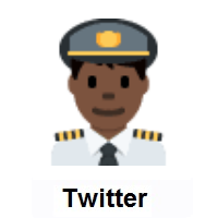 Man Pilot: Dark Skin Tone on Twitter Twemoji