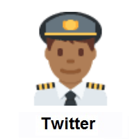 Man Pilot: Medium-Dark Skin Tone on Twitter Twemoji