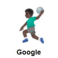 Man Playing Handball: Dark Skin Tone on Google Android