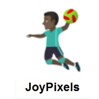 Man Playing Handball: Dark Skin Tone on JoyPixels