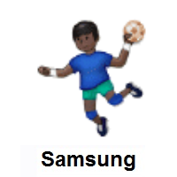 Man Playing Handball: Dark Skin Tone on Samsung