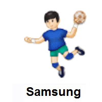 Man Playing Handball: Light Skin Tone on Samsung