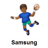 Man Playing Handball: Medium-Dark Skin Tone on Samsung