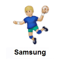 Man Playing Handball: Medium-Light Skin Tone on Samsung