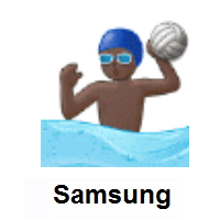 Man Playing Water Polo: Dark Skin Tone on Samsung