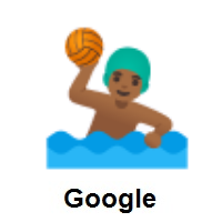 Man Playing Water Polo: Medium-Dark Skin Tone on Google Android