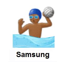 Man Playing Water Polo: Medium-Dark Skin Tone on Samsung