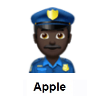 Man Police Officer: Dark Skin Tone on Apple iOS