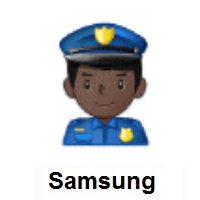 Man Police Officer: Dark Skin Tone on Samsung