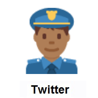 Man Police Officer: Medium-Dark Skin Tone on Twitter Twemoji