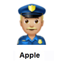 Man Police Officer: Medium-Light Skin Tone on Apple iOS