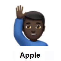 Man Raising Hand: Dark Skin Tone on Apple iOS