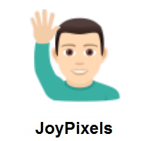 Man Raising Hand: Light Skin Tone on JoyPixels