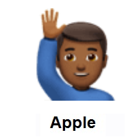 Man Raising Hand: Medium-Dark Skin Tone on Apple iOS