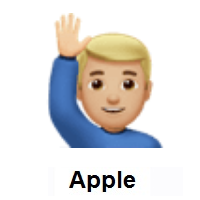 Man Raising Hand: Medium-Light Skin Tone on Apple iOS