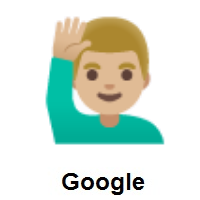 Man Raising Hand: Medium-Light Skin Tone on Google Android