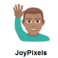 Man Raising Hand: Medium Skin Tone on JoyPixels