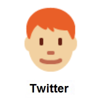 Man: Red Hair: Medium-Light Skin Tone on Twitter Twemoji