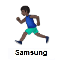 Man Running: Dark Skin Tone on Samsung