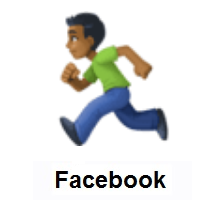 Man Running: Medium-Dark Skin Tone on Facebook