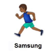 Man Running: Medium-Dark Skin Tone on Samsung