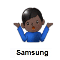 Man Shrugging: Dark Skin Tone on Samsung