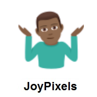 Man Shrugging: Medium-Dark Skin Tone on JoyPixels