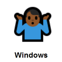 Man Shrugging: Medium-Dark Skin Tone on Microsoft Windows