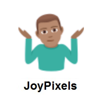 Man Shrugging: Medium Skin Tone on JoyPixels