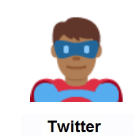 Man Superhero: Medium-Dark Skin Tone on Twitter Twemoji