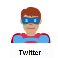 Man Superhero: Medium Skin Tone on Twitter Twemoji