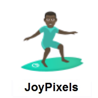 Man Surfing: Dark Skin Tone on JoyPixels