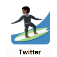Man Surfing: Dark Skin Tone on Twitter Twemoji