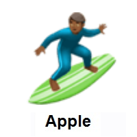 Man Surfing: Medium-Dark Skin Tone on Apple iOS