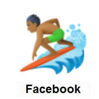 Man Surfing: Medium-Dark Skin Tone on Facebook