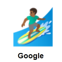 Man Surfing: Medium-Dark Skin Tone on Google Android