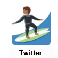 Man Surfing: Medium-Dark Skin Tone on Twitter Twemoji