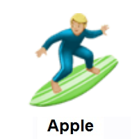 Man Surfing: Medium-Light Skin Tone on Apple iOS