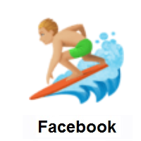 Man Surfing: Medium-Light Skin Tone on Facebook