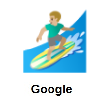 Man Surfing: Medium-Light Skin Tone on Google Android
