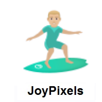 Man Surfing: Medium-Light Skin Tone on JoyPixels