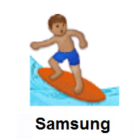 Man Surfing: Medium Skin Tone on Samsung