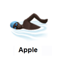 Man Swimming: Dark Skin Tone on Apple iOS