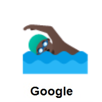 Man Swimming: Dark Skin Tone on Google Android