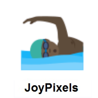 Man Swimming: Dark Skin Tone on JoyPixels