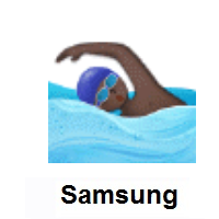 Man Swimming: Dark Skin Tone on Samsung