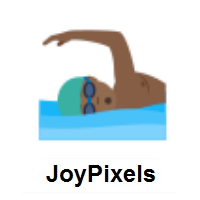 Man Swimming: Medium-Dark Skin Tone on JoyPixels