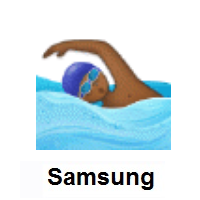 Man Swimming: Medium-Dark Skin Tone on Samsung