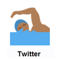 Man Swimming: Medium-Dark Skin Tone on Twitter Twemoji