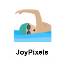 Man Swimming: Medium-Light Skin Tone on JoyPixels